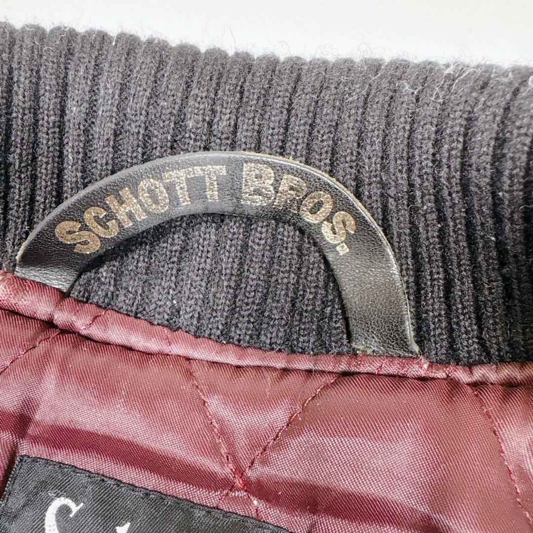 美品✨ Schott スタジャン 牛革 メルトンウール 刺繍 サイズS