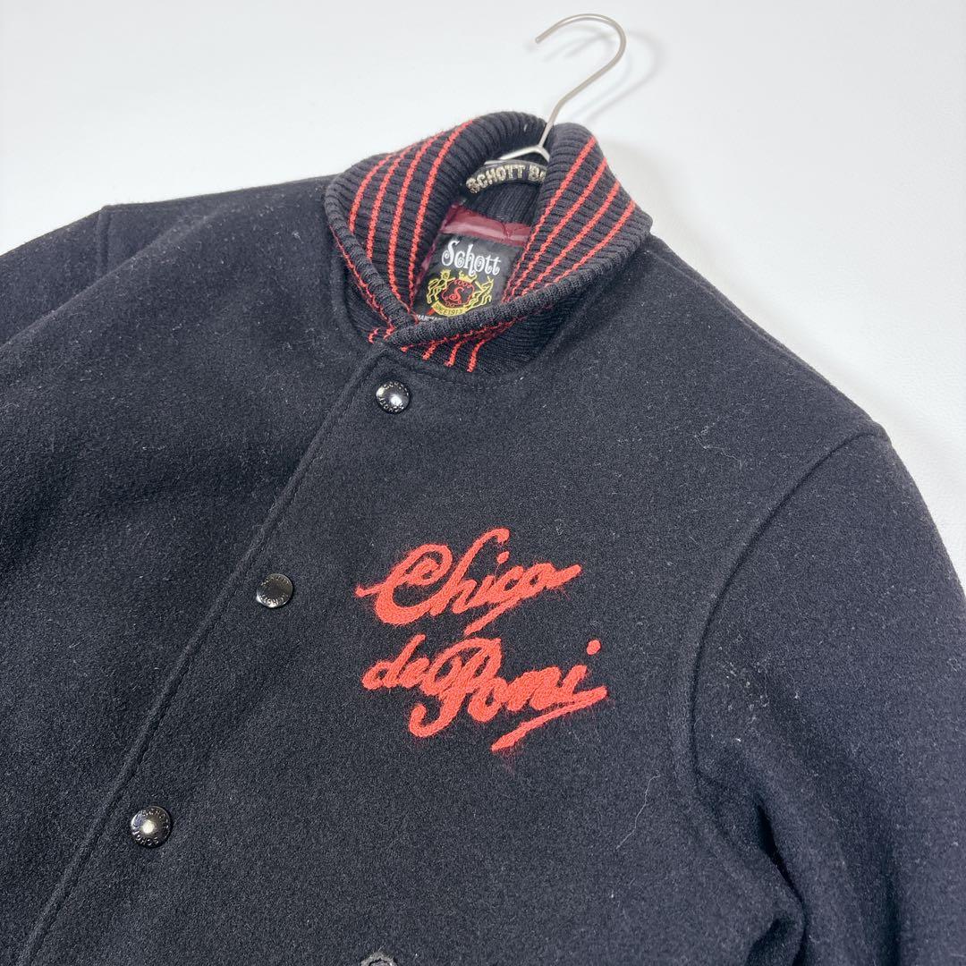 美品✨ Schott スタジャン 牛革 メルトンウール 刺繍 サイズS