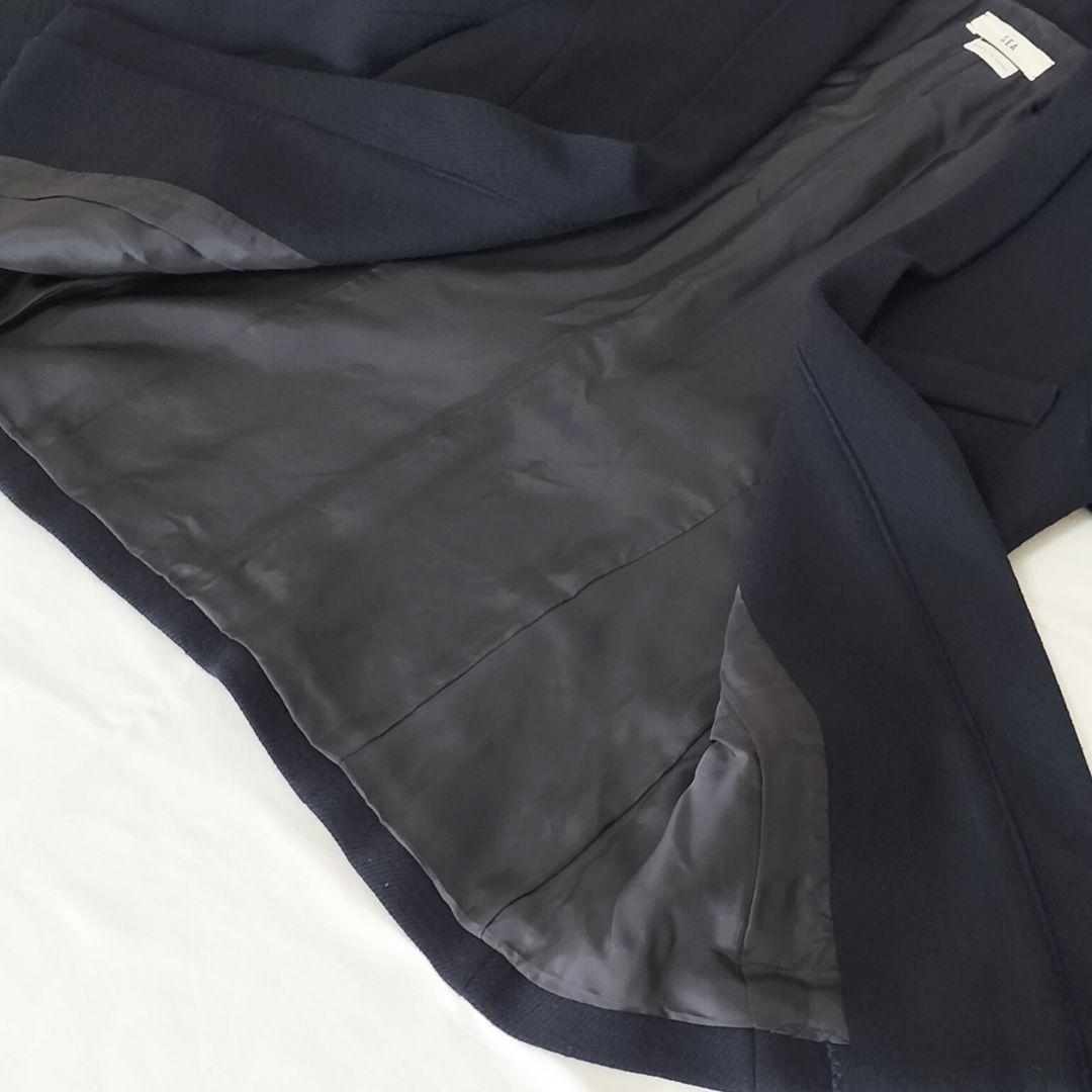 美品 SEA テーラードジャケット ボタンレス ネイビー 1 シー