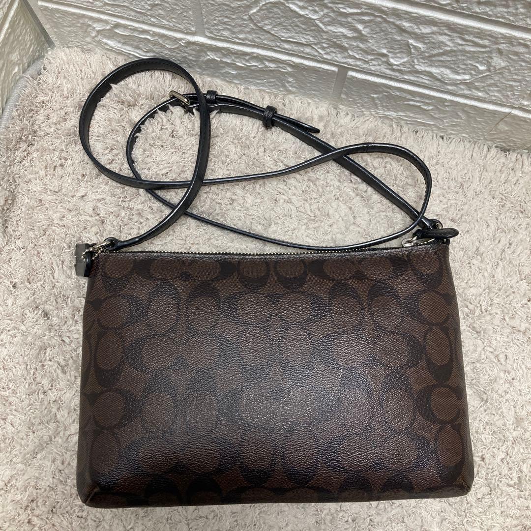 極美品❣️ COACH コーチ F52268 シグネチャーショルダーバッグブラウン