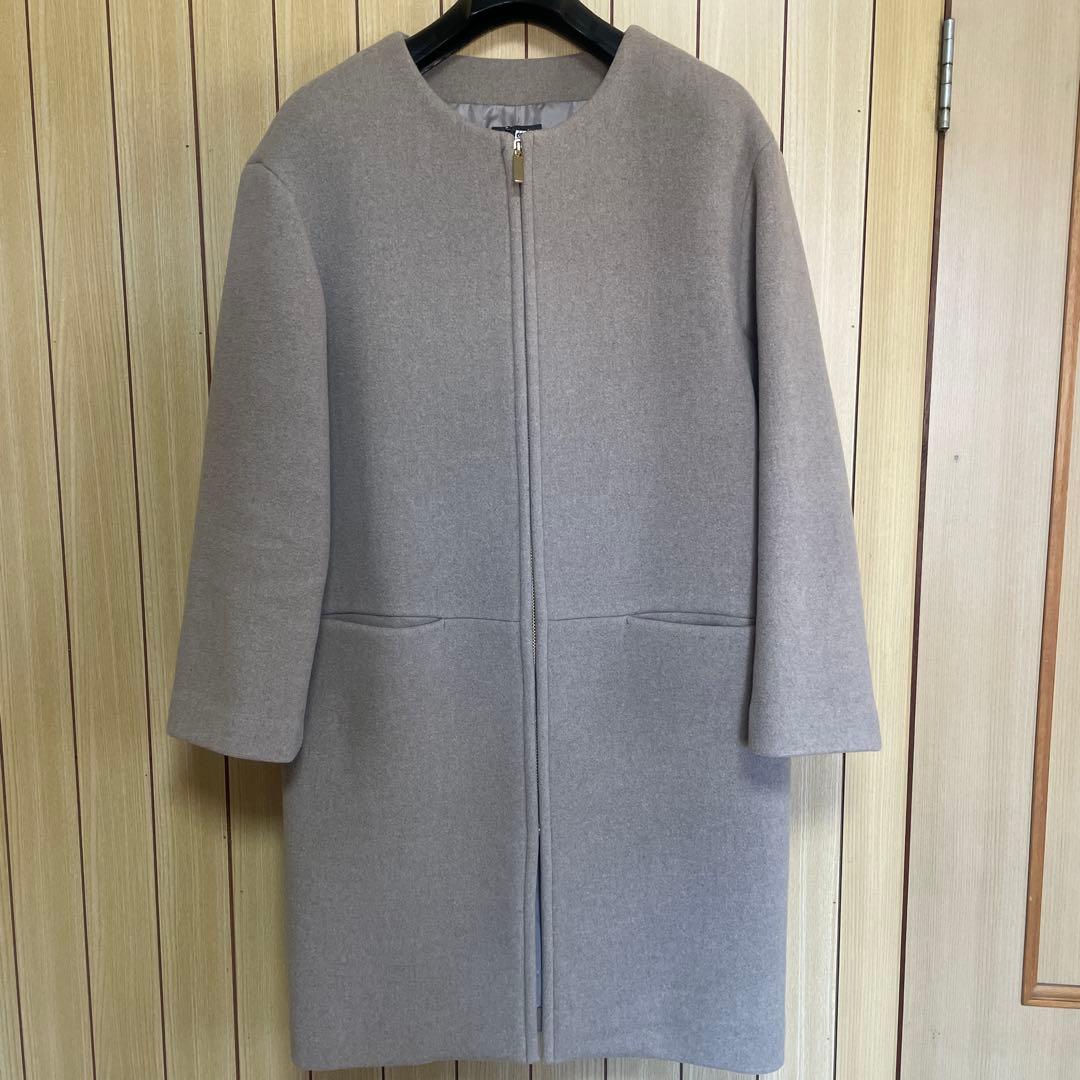 超美品！NOBLEノーブル　ノーカラーコート　グレージュ　38 ジップ