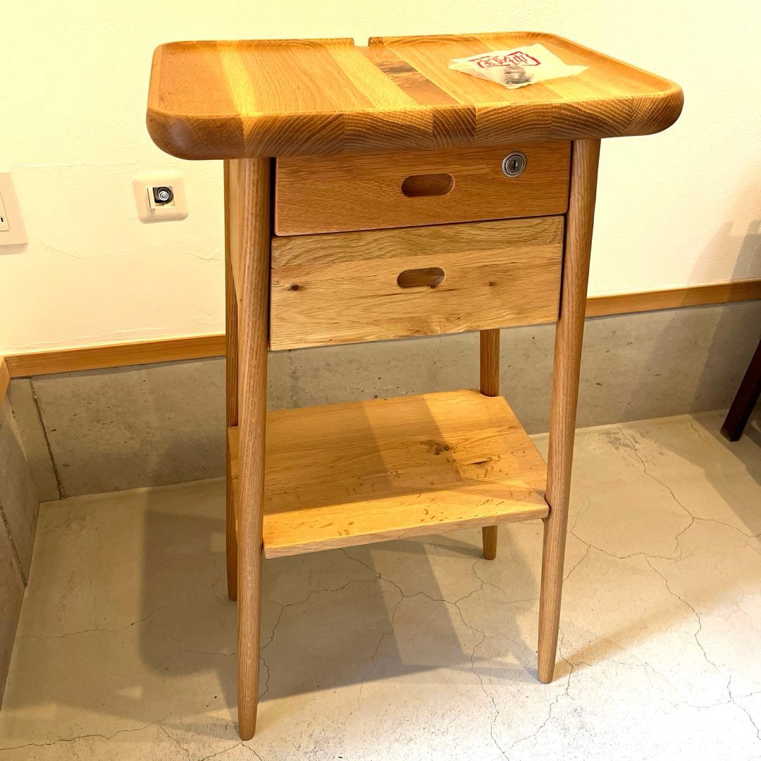 送料込み　起立木工 KOMO チェストラック　オーク　無垢　棚　引き出しテーブル