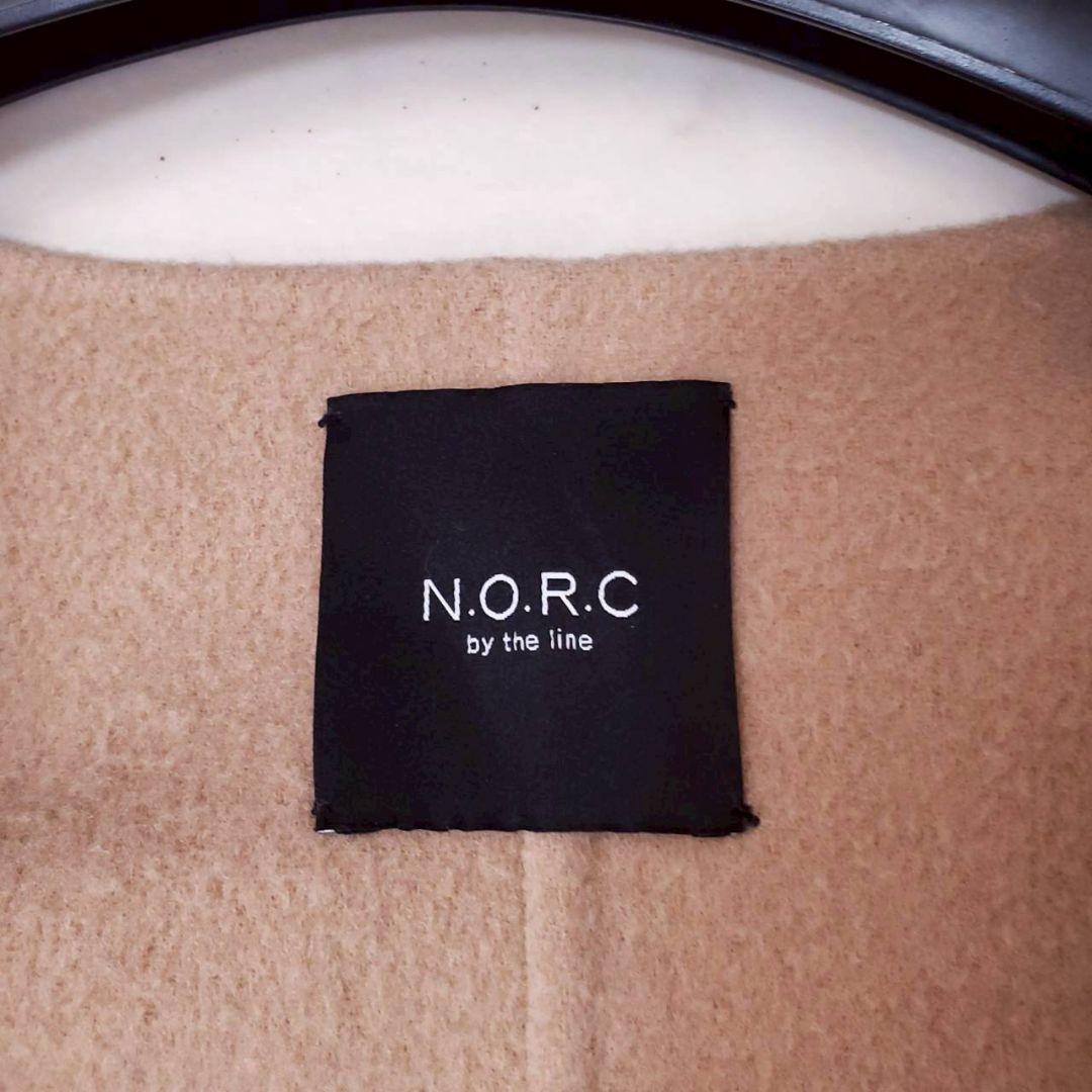 美品✨ノーク ノーカラー ベルト付き リバーロングコート ベージュ L