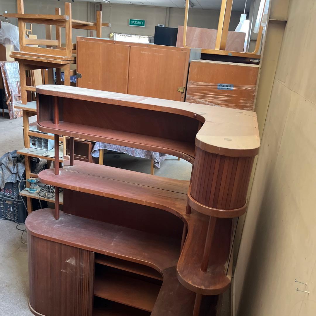 コーナー蛇腹キャビネット　チーク