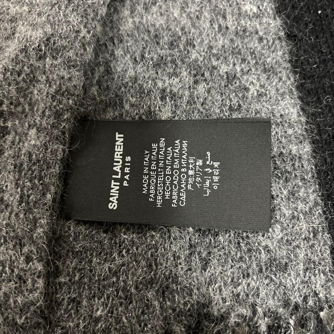 SAINT LAURENT サンローラン ウール マフラー グレー ブラック