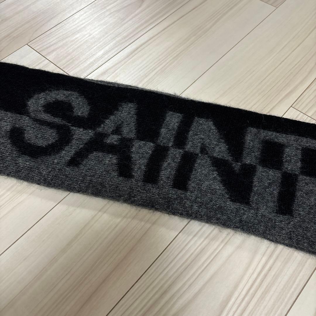 SAINT LAURENT サンローラン ウール マフラー グレー ブラック