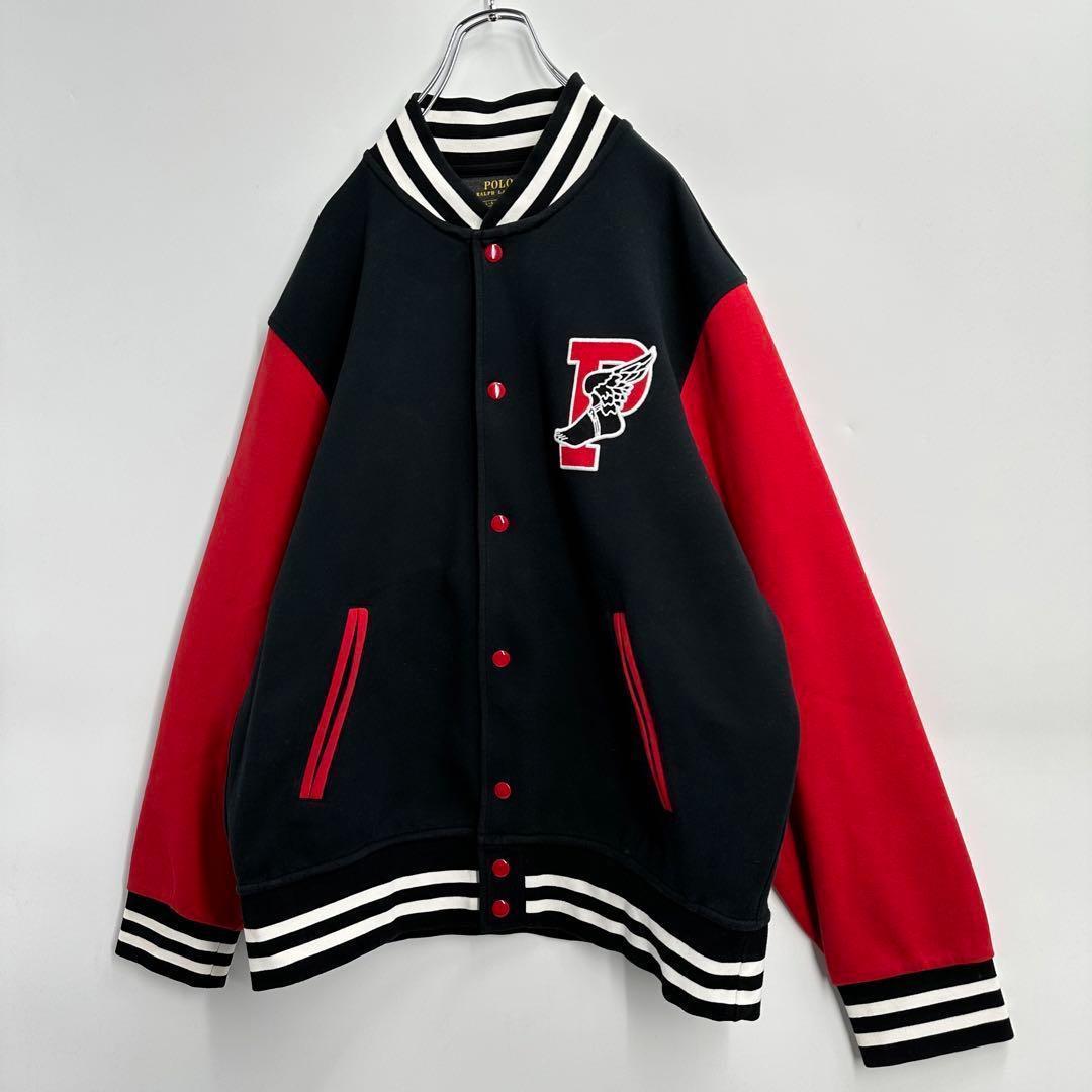 【レアモデル】ポロラルフローレン ウイング刺繍ロゴ 袖切替し スタジャン L