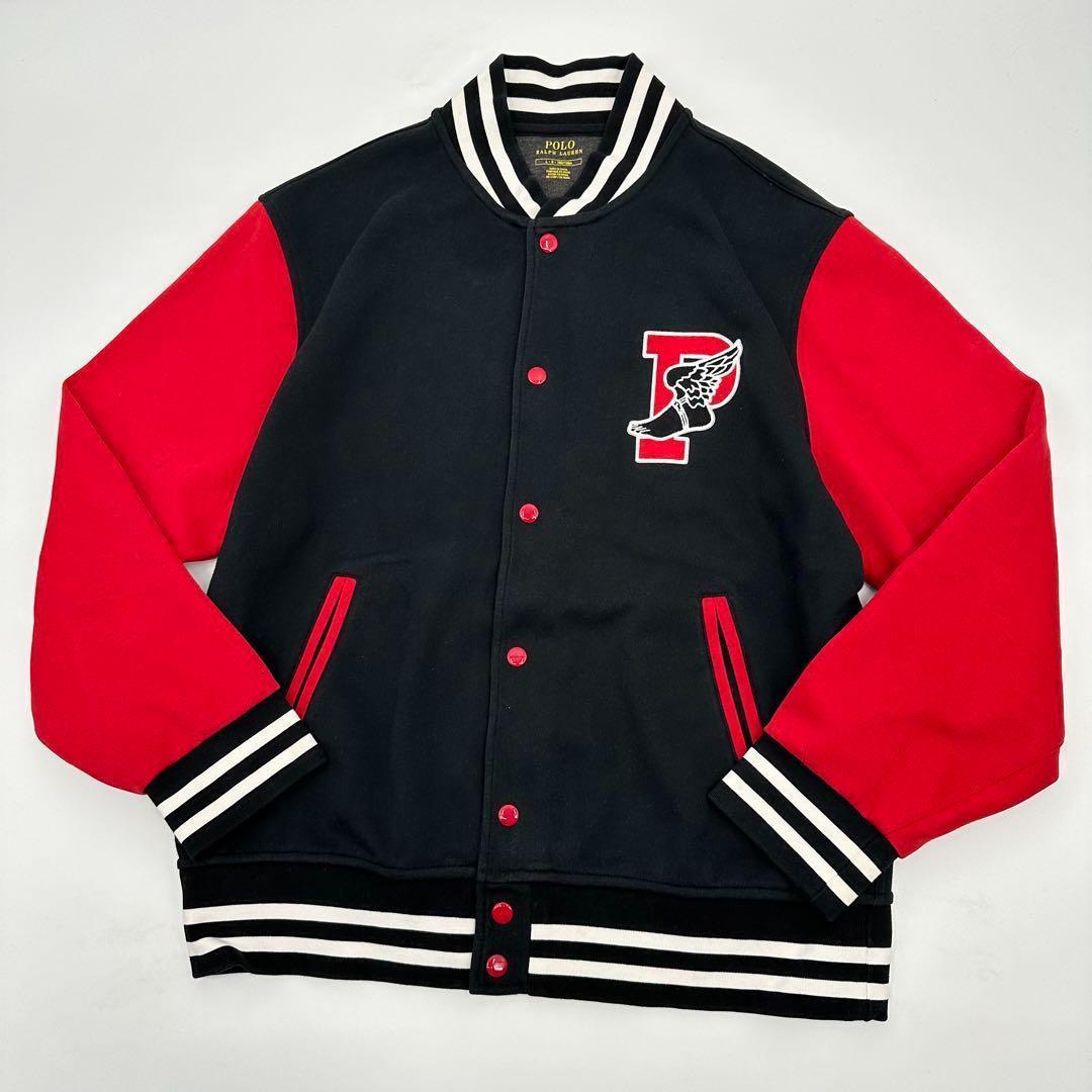 【レアモデル】ポロラルフローレン ウイング刺繍ロゴ 袖切替し スタジャン L