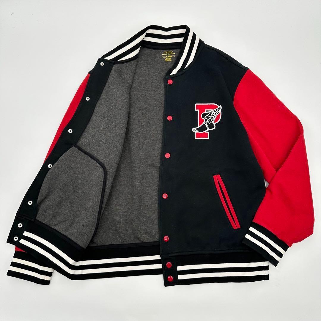 【レアモデル】ポロラルフローレン ウイング刺繍ロゴ 袖切替し スタジャン L