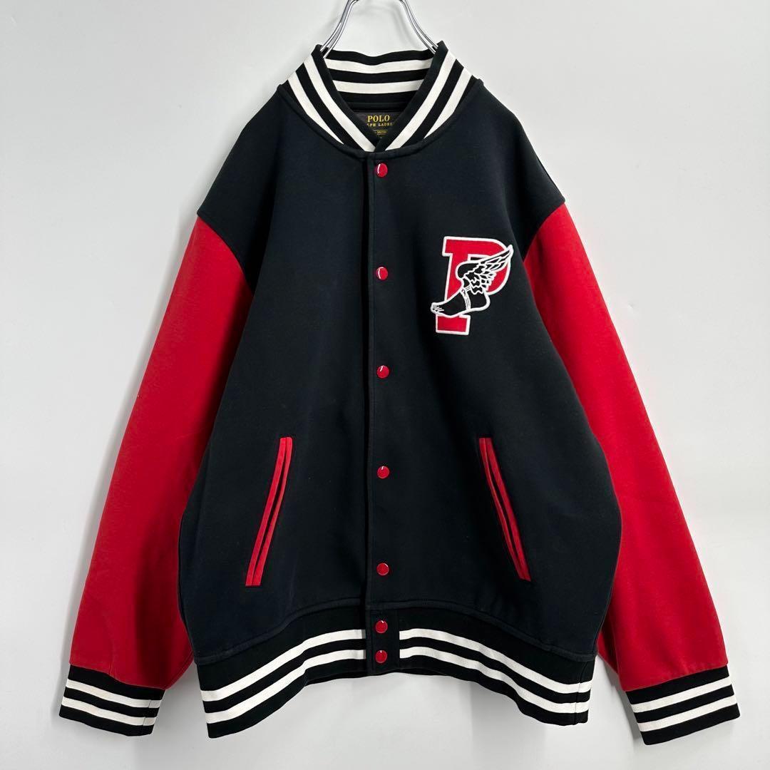 【レアモデル】ポロラルフローレン ウイング刺繍ロゴ 袖切替し スタジャン L