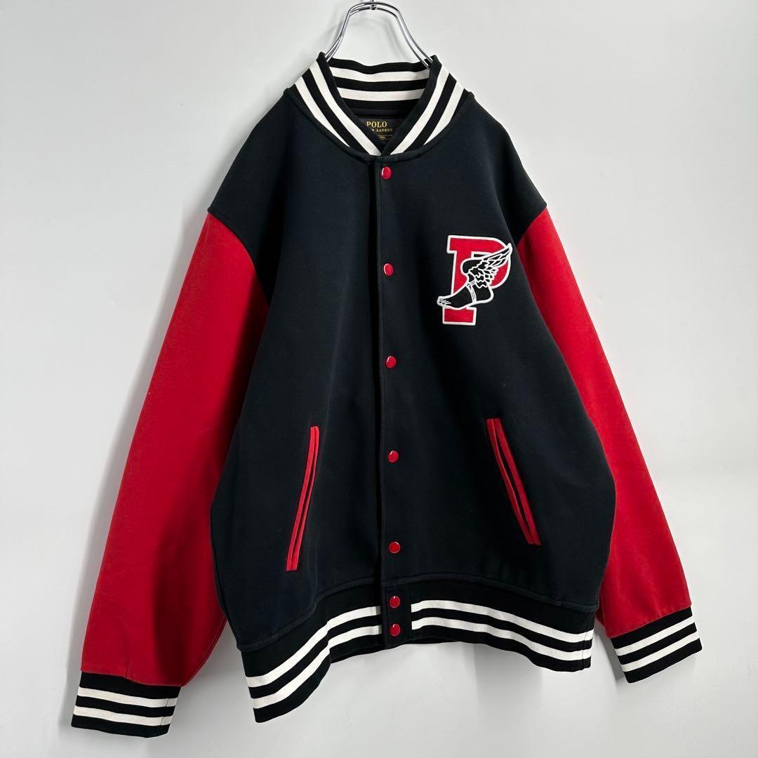 【レアモデル】ポロラルフローレン ウイング刺繍ロゴ 袖切替し スタジャン L