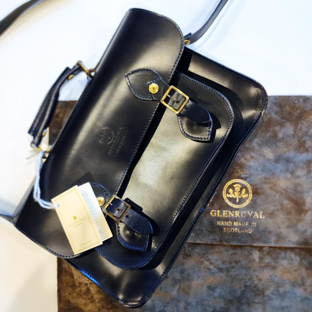 【値下げ】GLEN ネイビー 13インチサイズ、サッチェルバッグ