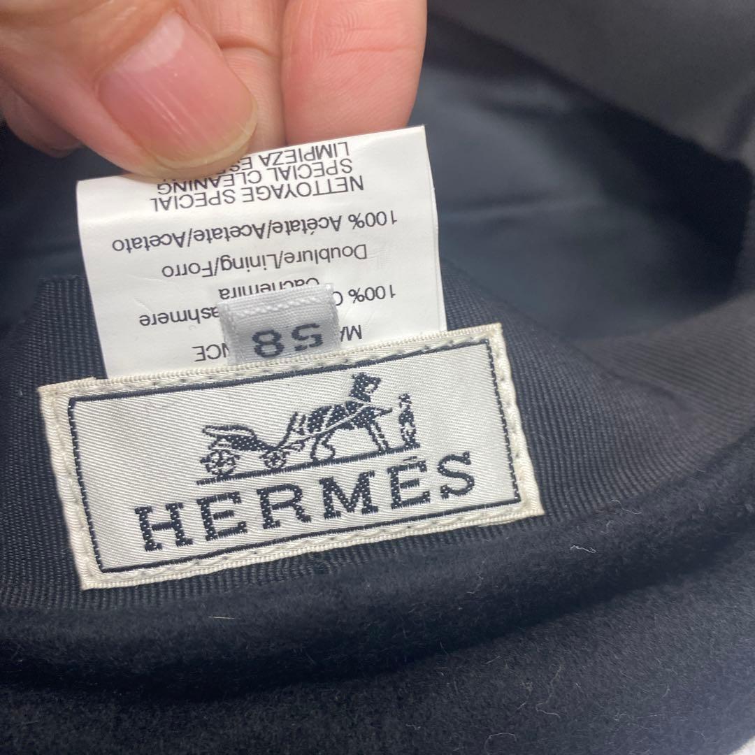 T☆エルメス☆HERMES☆黒 カシミアキャスケット　58