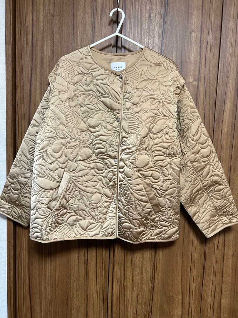 美品★ 2WAY LEAF PATTERN QUILTING COAT