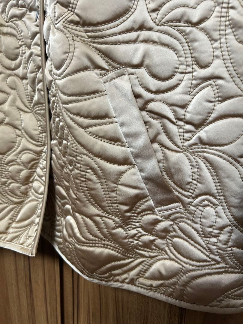 美品★ 2WAY LEAF PATTERN QUILTING COAT