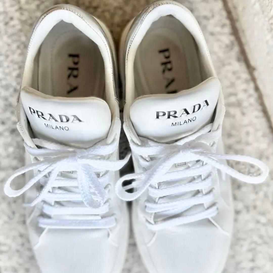 【美品】PRADA レザーロゴスニーカー 36 1E621M