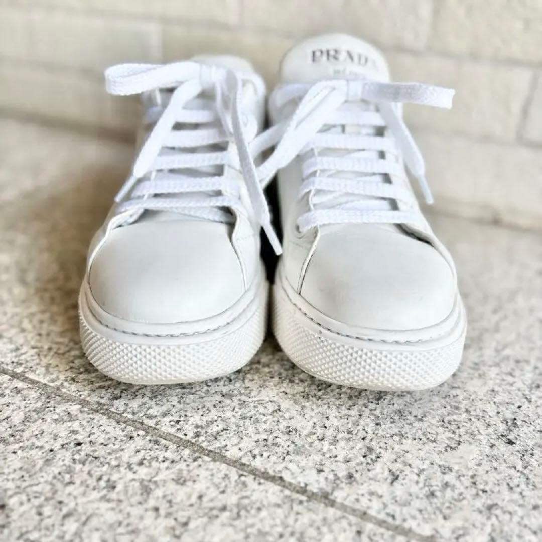 【美品】PRADA レザーロゴスニーカー 36 1E621M