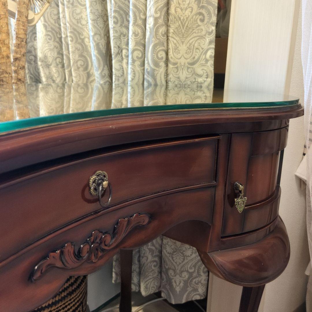 さるこダークブラウン 木製 文机 曲線デザイン猫脚(=^・^=)