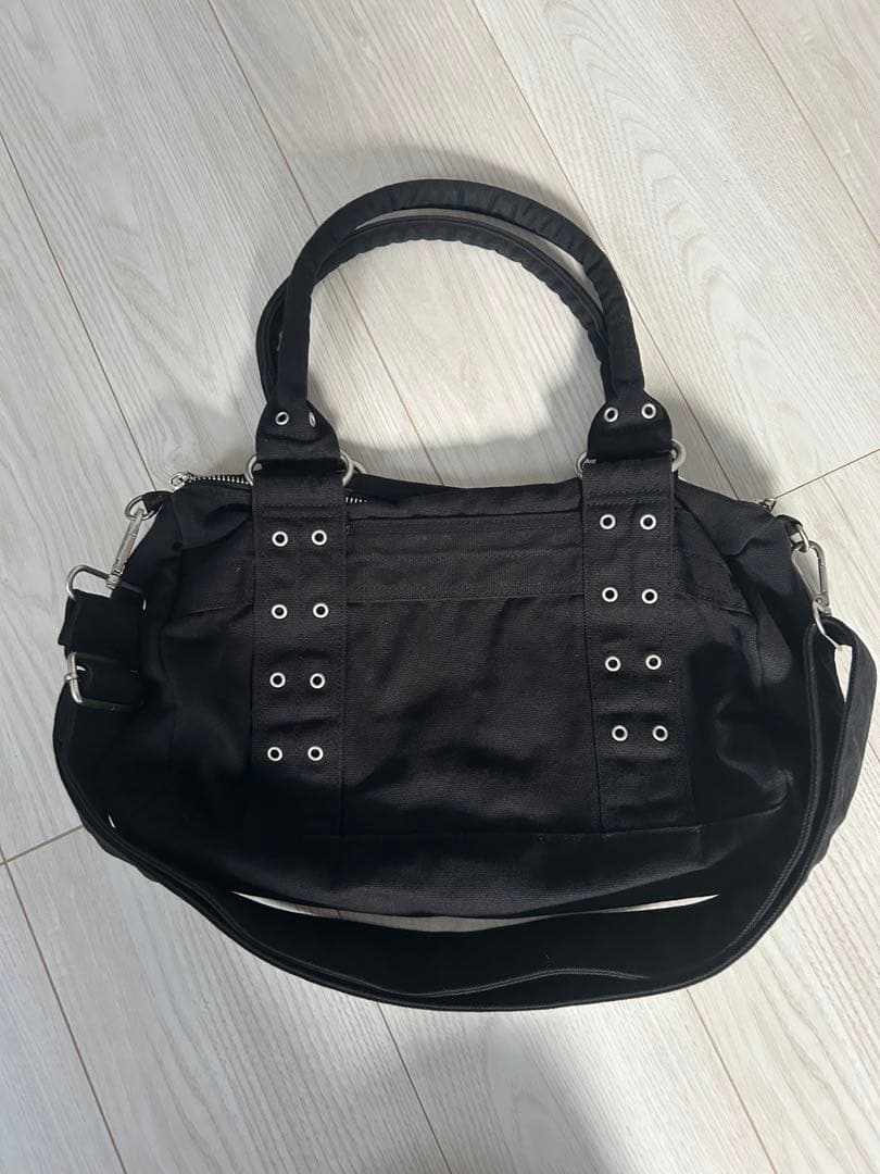 ラグアジェム　COTTON EYELET BOSTON BAG ブラック