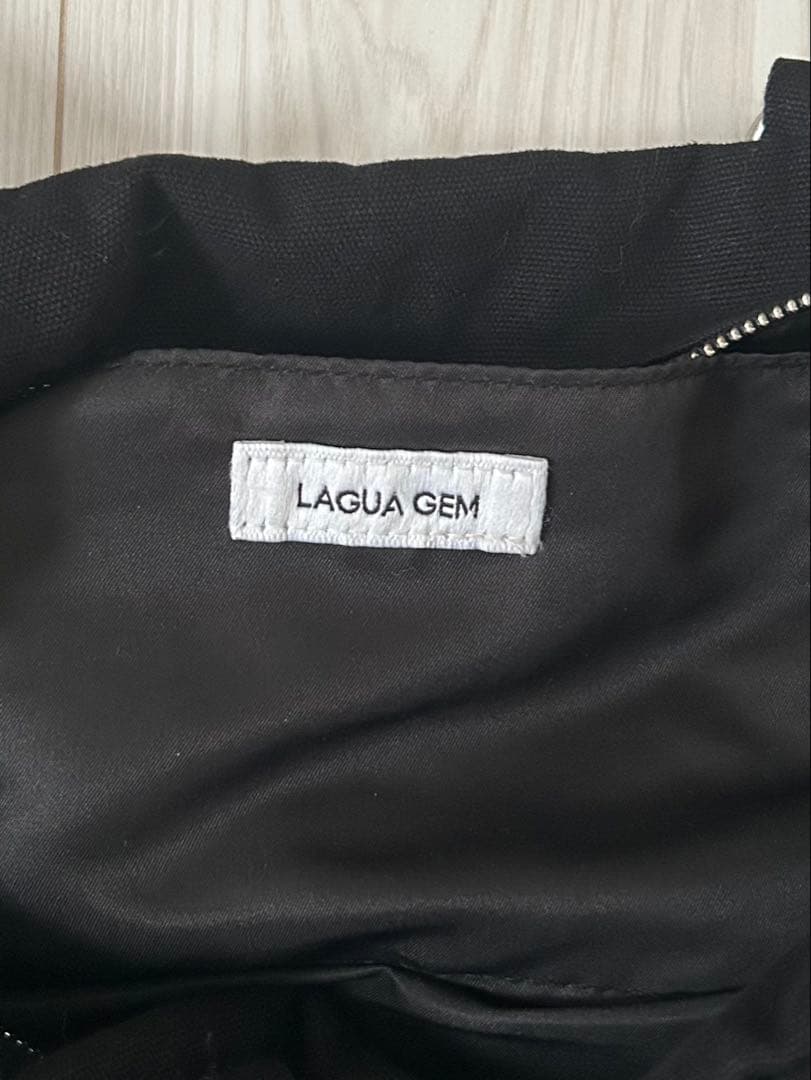 ラグアジェム　COTTON EYELET BOSTON BAG ブラック