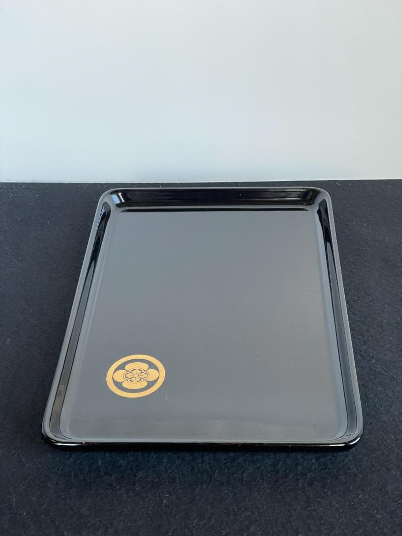 最高峰 輪島塗 祝儀盆 ８号 切手 盆 進物 本金磨 紋入 家紋 蒔絵 トレイ