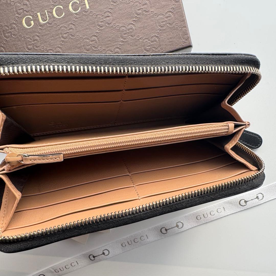 【極上美品】 GUCCI グッチ マイクロ シマ ラウンドファスナー 長財布