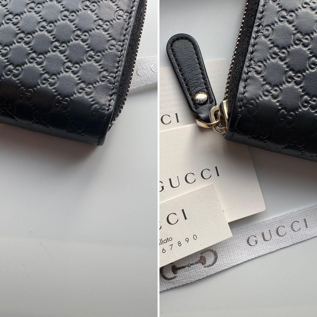 【極上美品】 GUCCI グッチ マイクロ シマ ラウンドファスナー 長財布