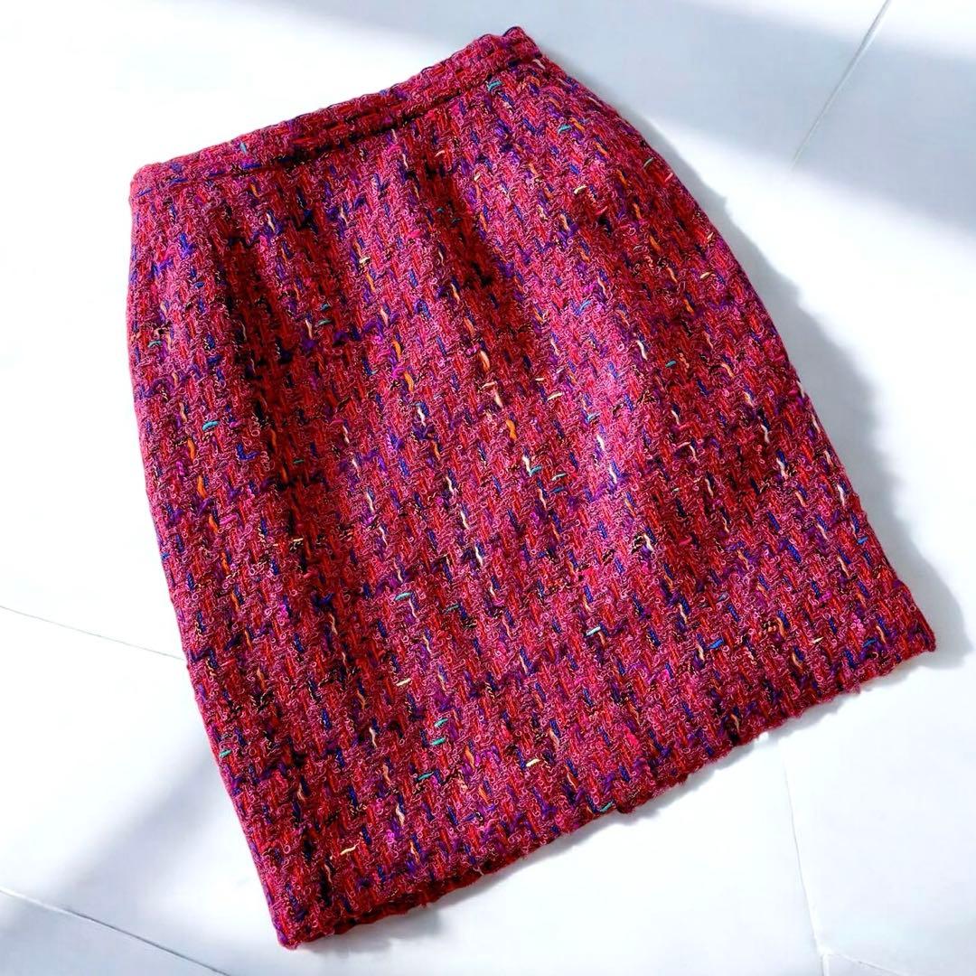 BIGI ミックスツイード　バブリースーツ　ピンク　太陽モチーフ　ビジュー