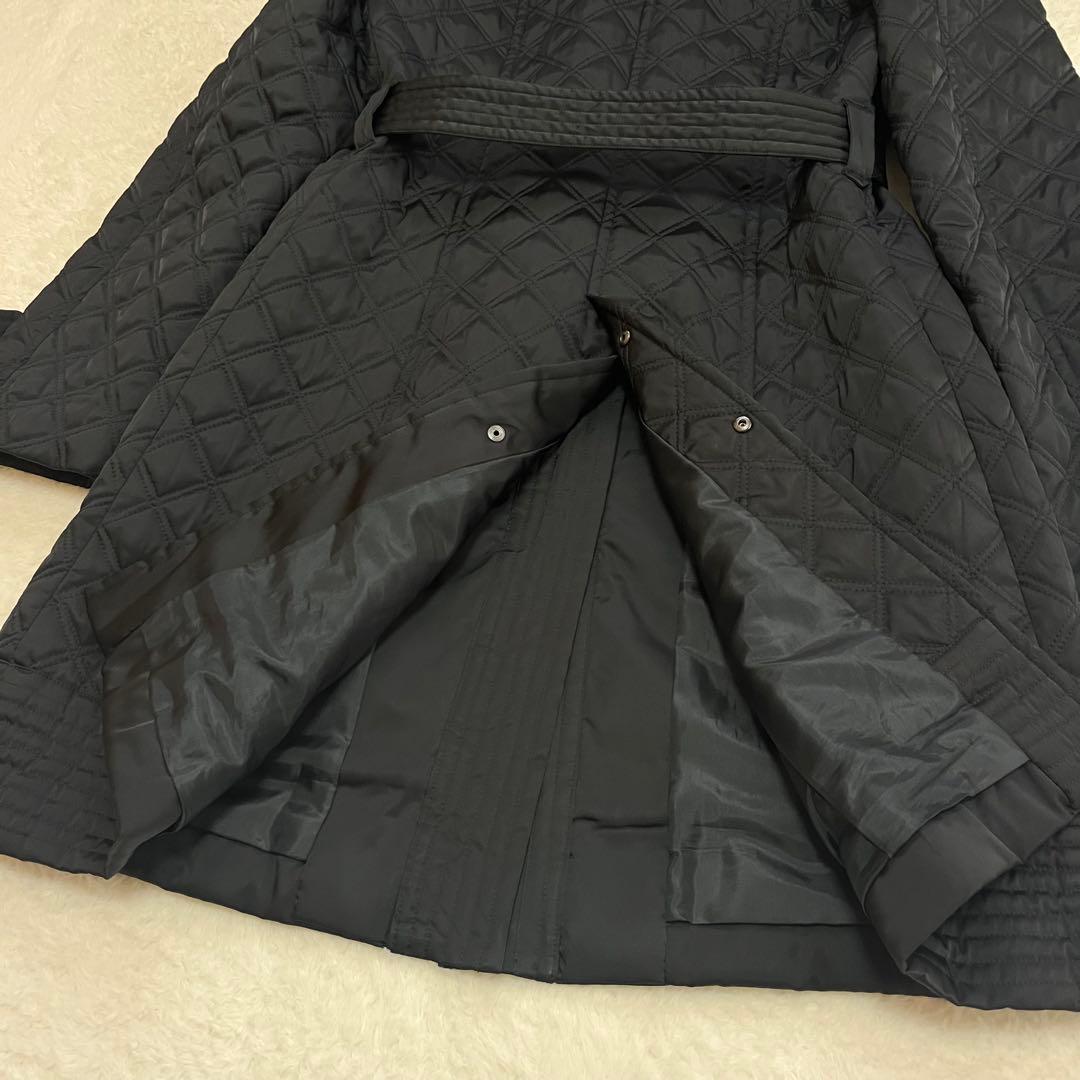 美品　23区 大きいサイズ キルティング 中綿 ロングコート ベルト付き 黒