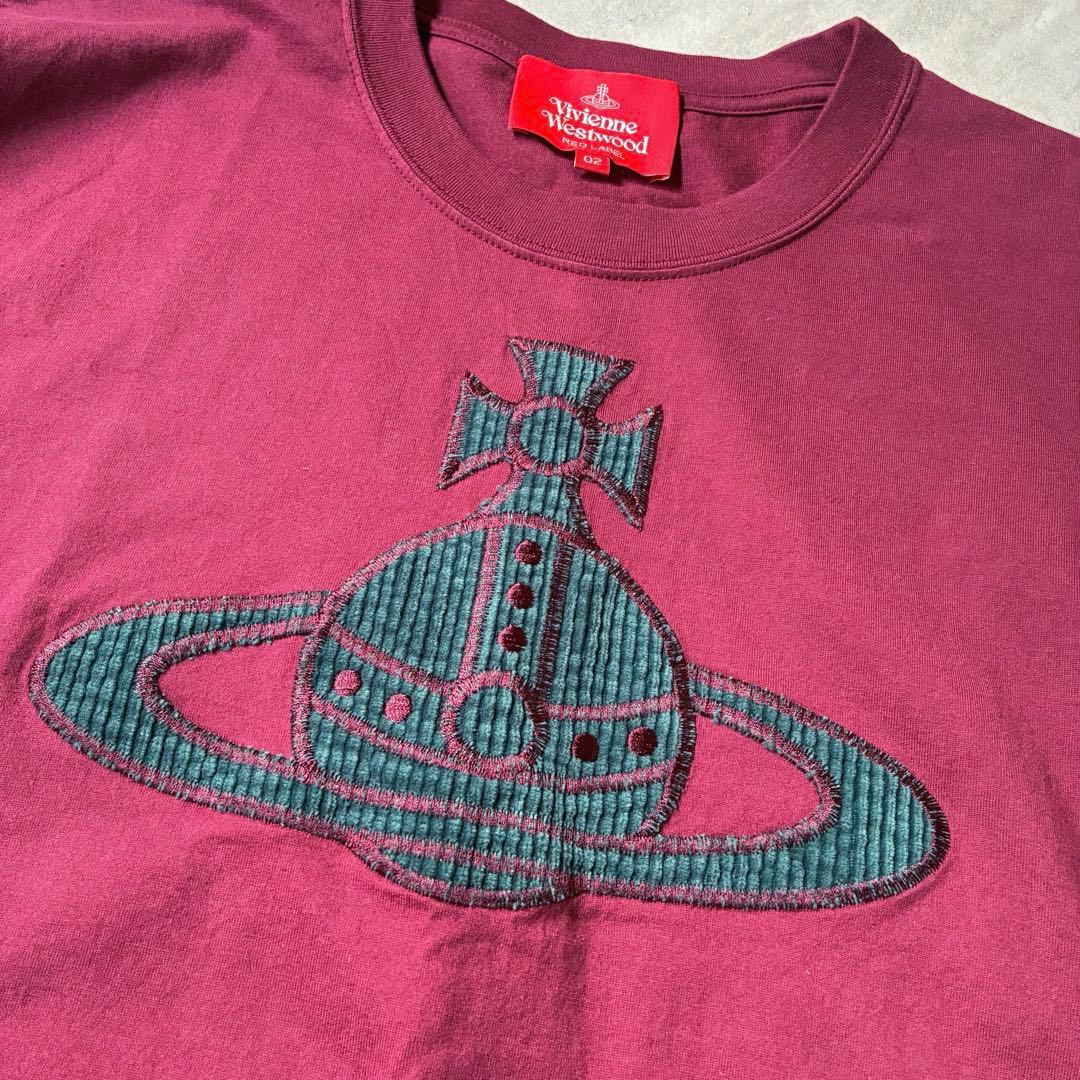美品✨Vivienne Westwood刺繍ロゴ長袖Tシャツ バーガンディ02