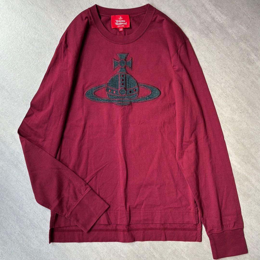 美品✨Vivienne Westwood刺繍ロゴ長袖Tシャツ バーガンディ02