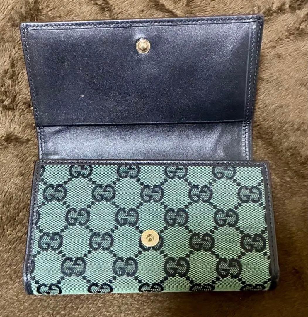 GUCCI ミントグリーン GGパターン 三つ折り財布