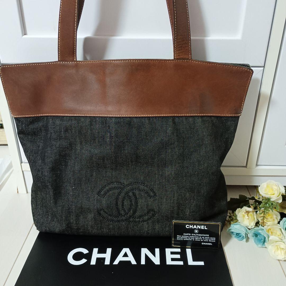 シャネルデニムココマークトートバッグ