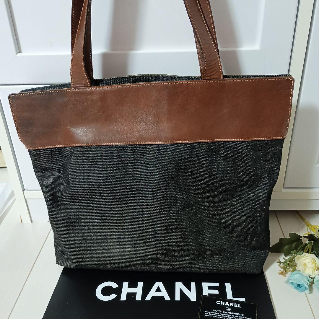 シャネルデニムココマークトートバッグ