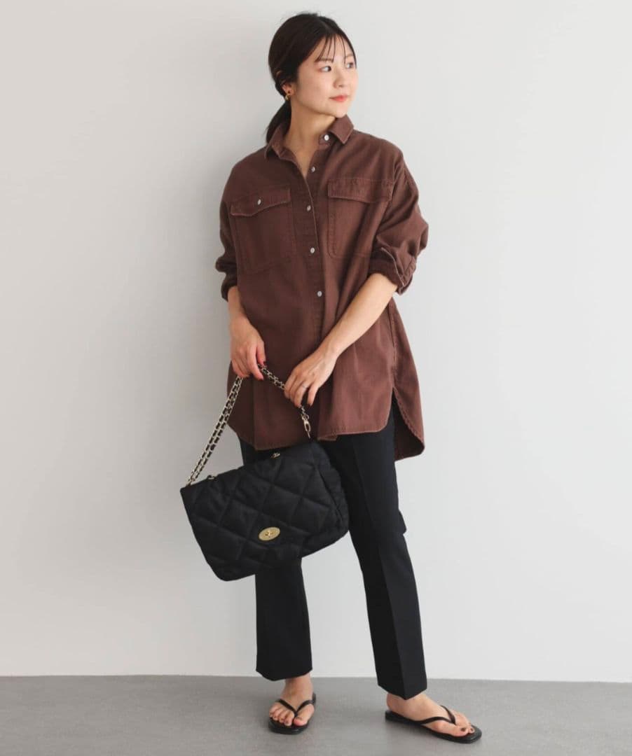 SLOBE IENA別注 OUTDOOR キルティング黒ナイロンショルダーバッグ