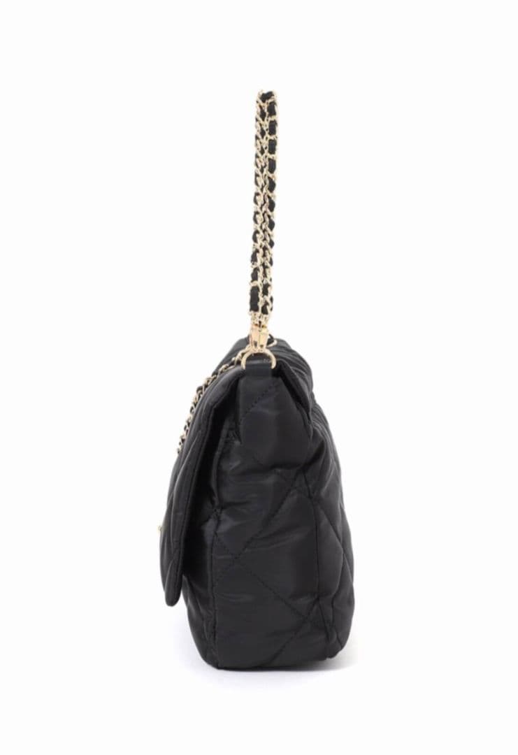 SLOBE IENA別注 OUTDOOR キルティング黒ナイロンショルダーバッグ