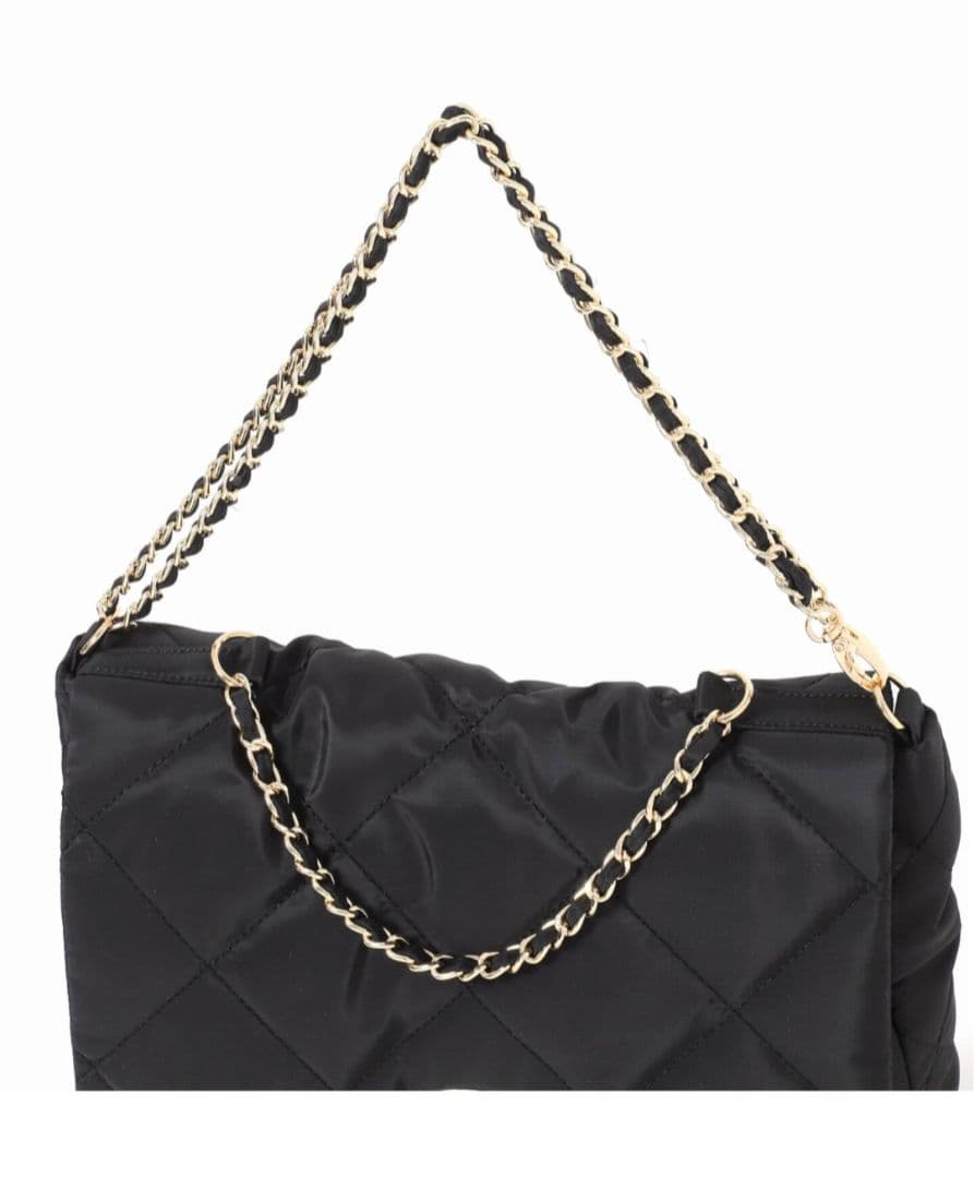 SLOBE IENA別注 OUTDOOR キルティング黒ナイロンショルダーバッグ