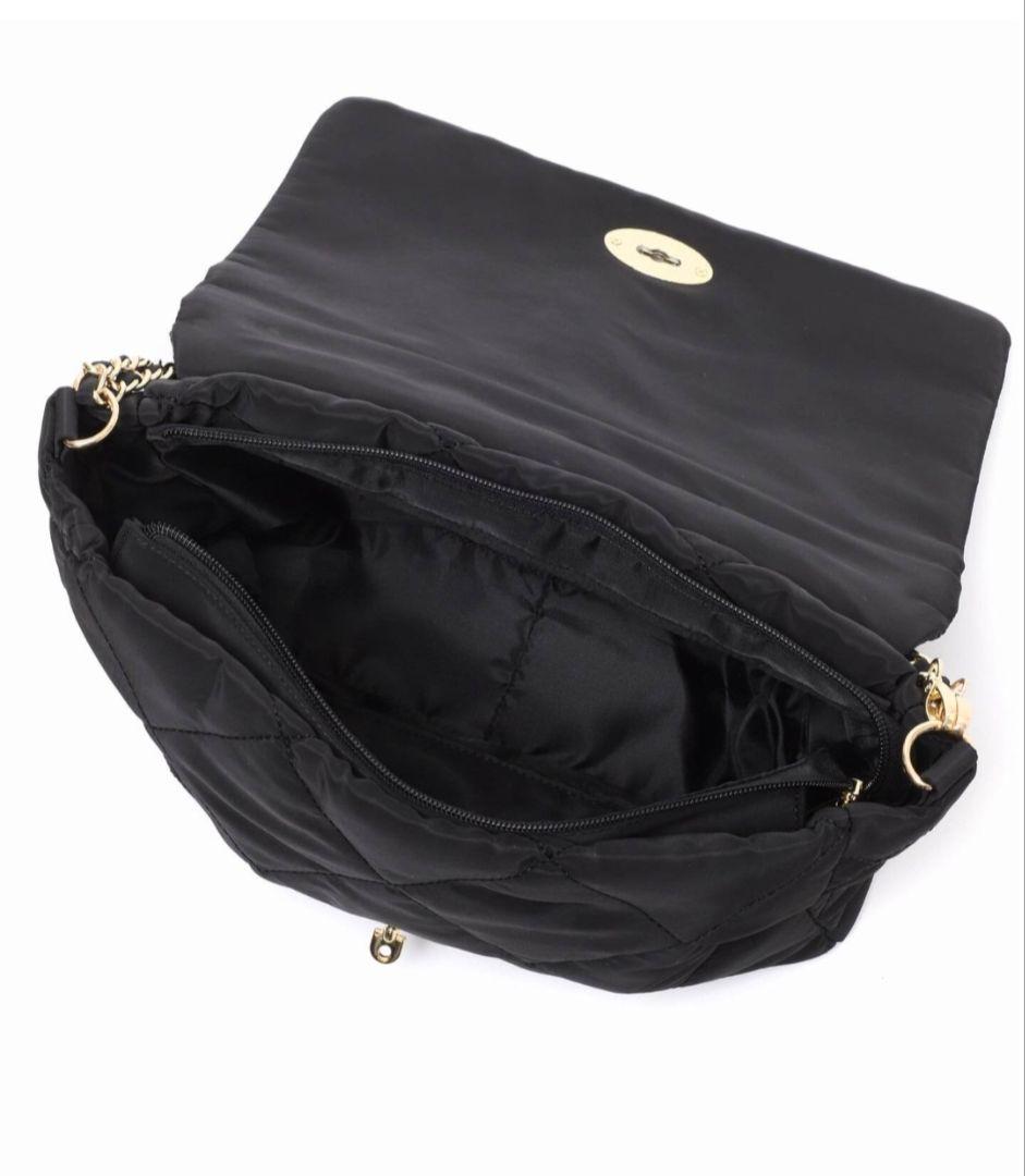 SLOBE IENA別注 OUTDOOR キルティング黒ナイロンショルダーバッグ