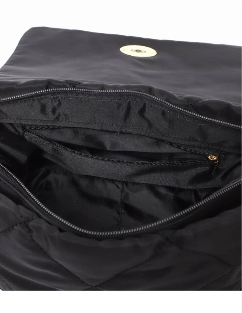 SLOBE IENA別注 OUTDOOR キルティング黒ナイロンショルダーバッグ