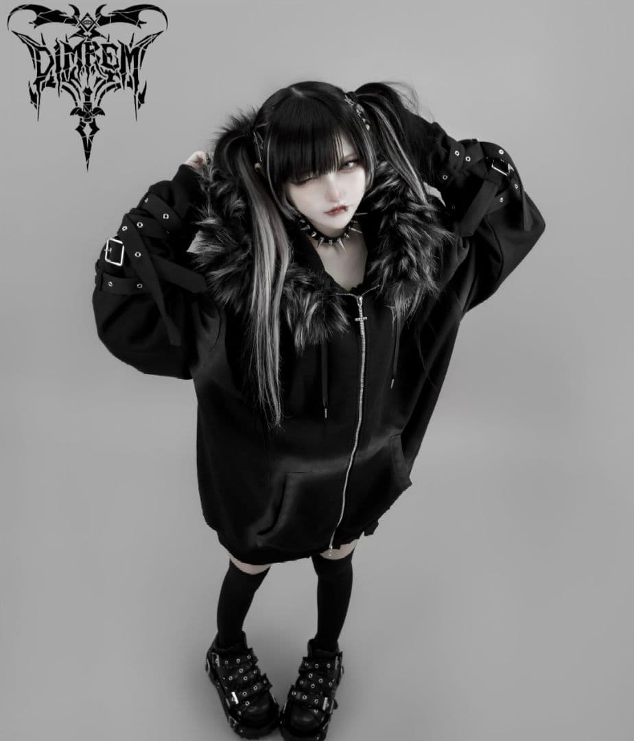 DimMoire REFLEM 超ハトメファーフードパーカー 黒 新品未使用