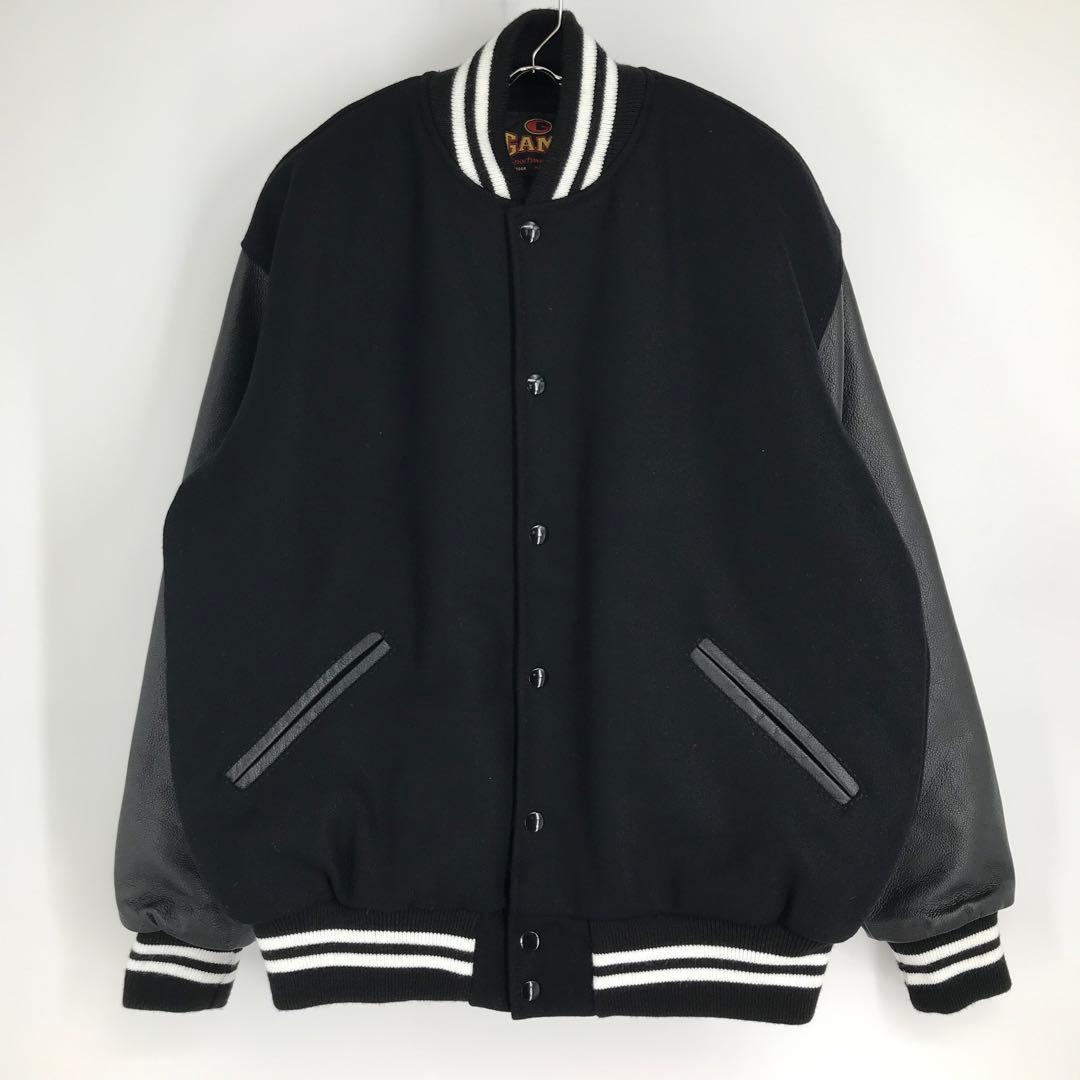 GAME SPORTS WEAR スタジャン ブラック S 牛革　アメリカ製