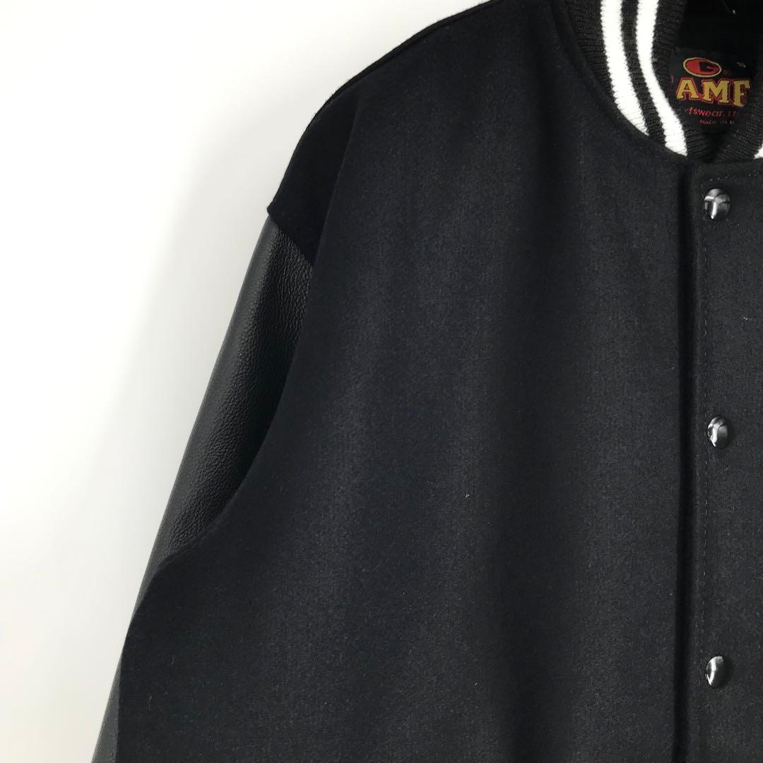 GAME SPORTS WEAR スタジャン ブラック S 牛革　アメリカ製