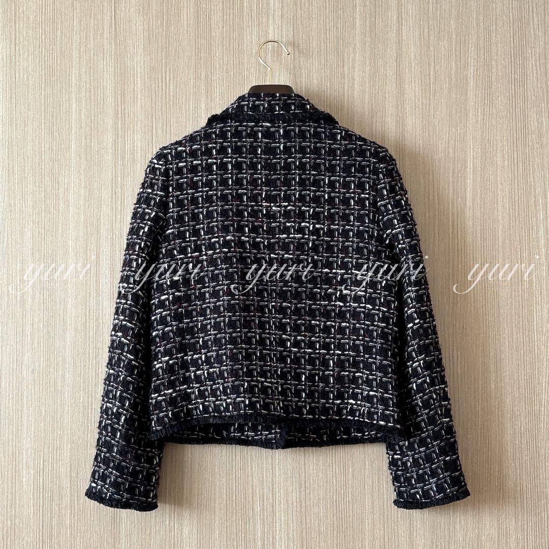 【1147】アナイ　テープツイードテーラードジャケット　黒　38