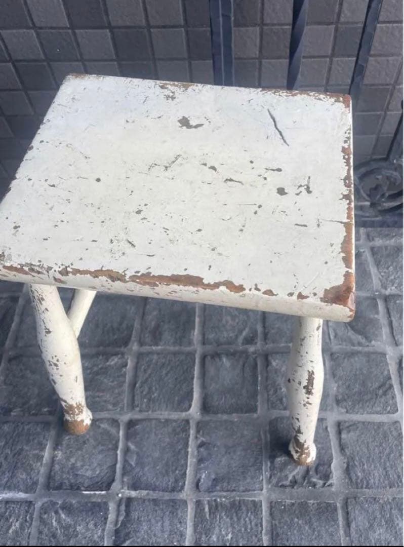 フランスアンティーク　ペイントスツール　アンティークチェア　台　ブロカント