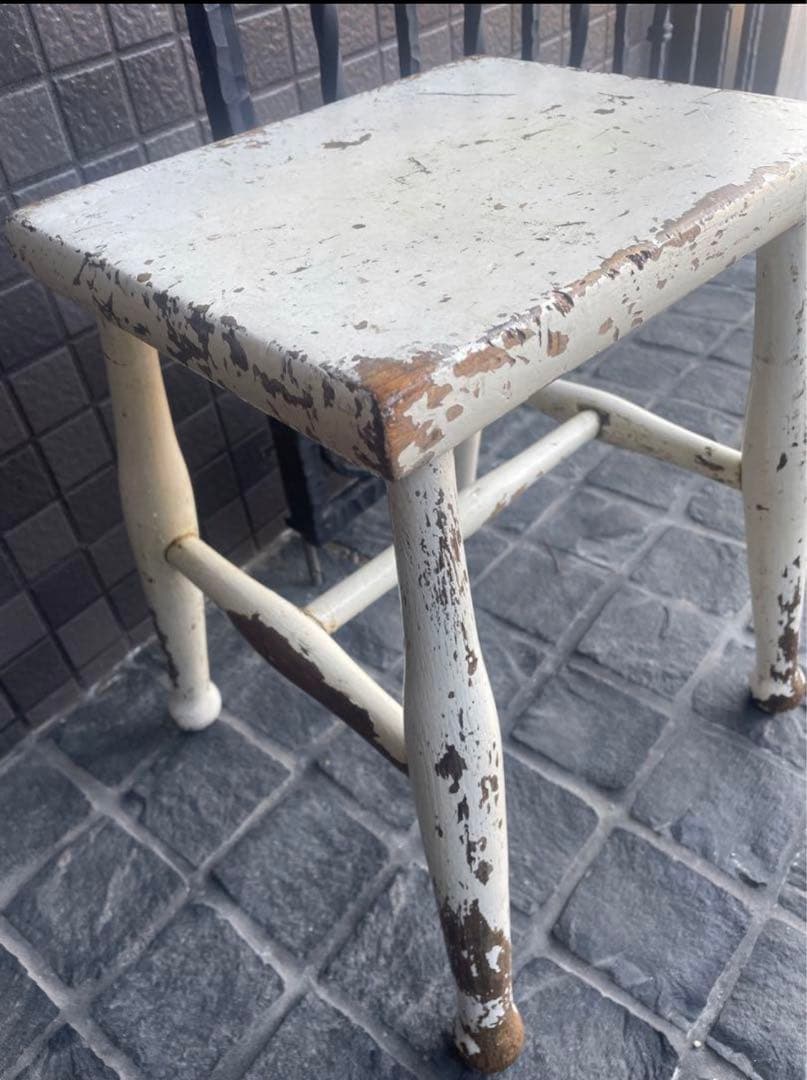 フランスアンティーク　ペイントスツール　アンティークチェア　台　ブロカント
