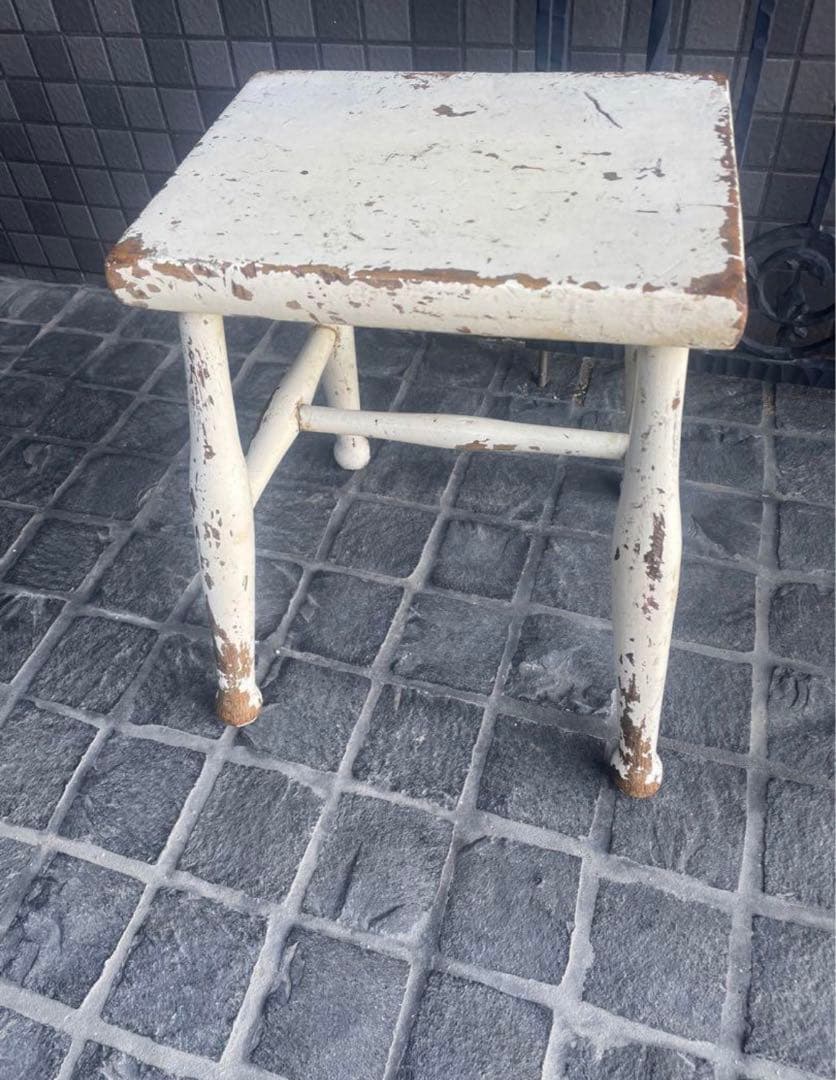 フランスアンティーク　ペイントスツール　アンティークチェア　台　ブロカント