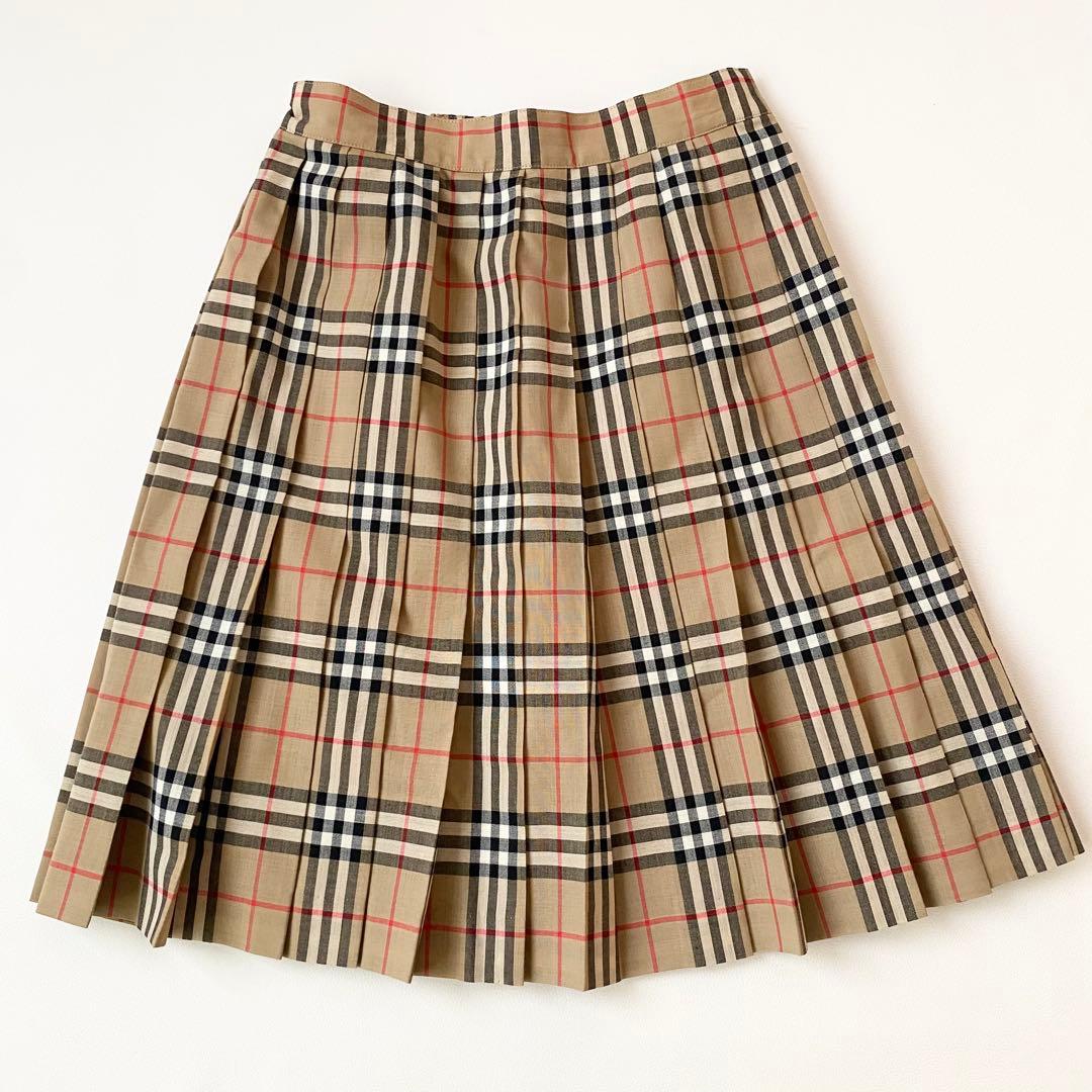 【美品】バーバリー　ミニスカート　ノバチェック柄　プリーツ　ウエストゴム　S
