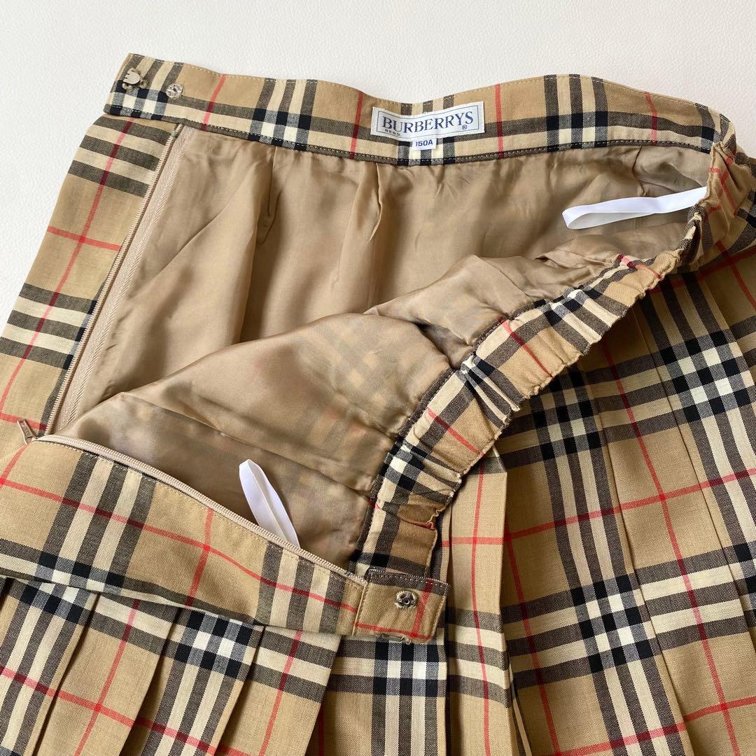 【美品】バーバリー　ミニスカート　ノバチェック柄　プリーツ　ウエストゴム　S