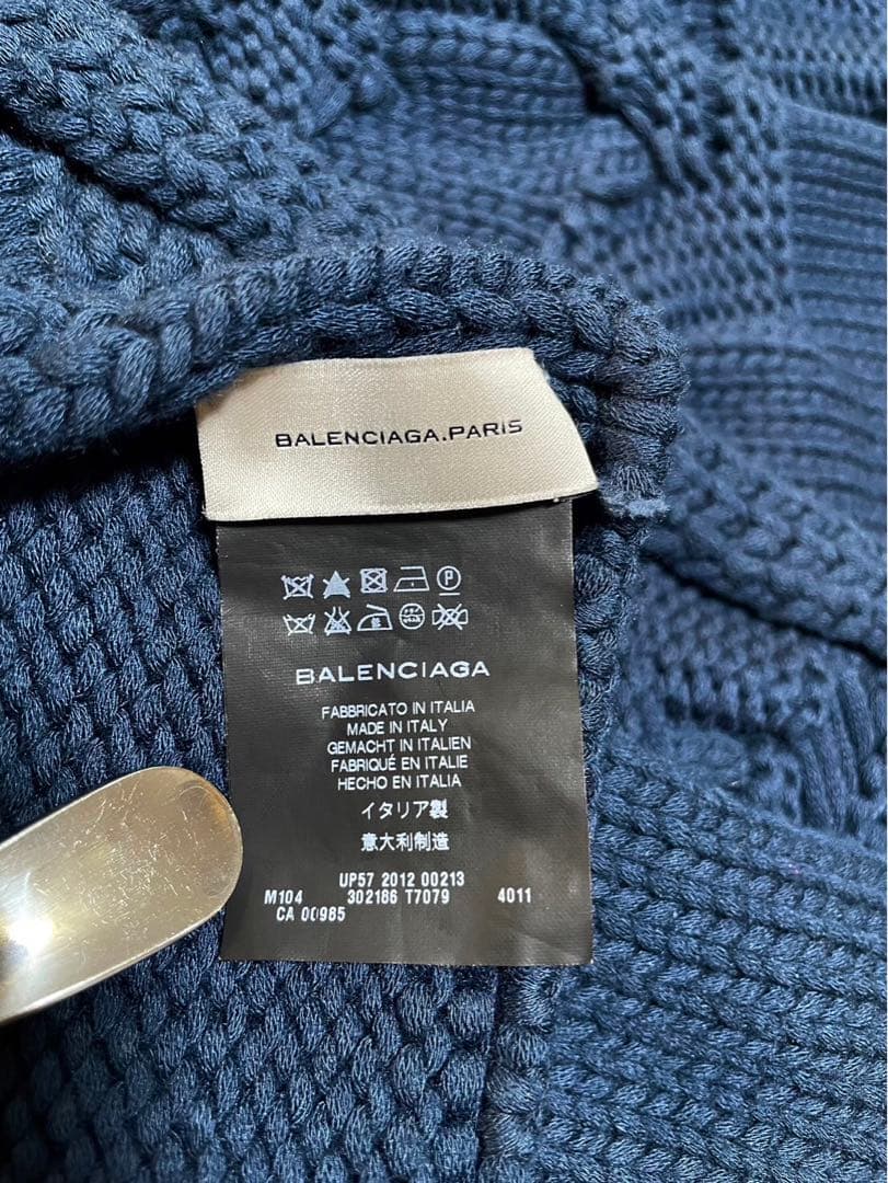 BALENCIAGA ネイビー ケーブルニットマフラー