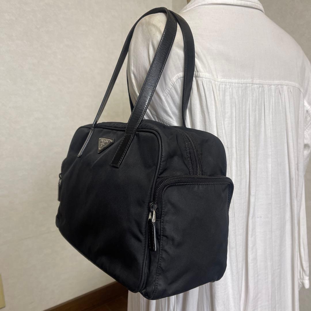 ◇ PRADA プラダ トートバッグ ナイロン×レザー ブラック ◇